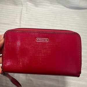 Coach Cherry Red Leather Zip Wallet